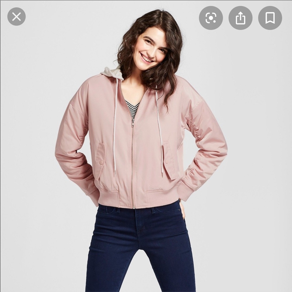 Pink Bomber Jacket with Hood